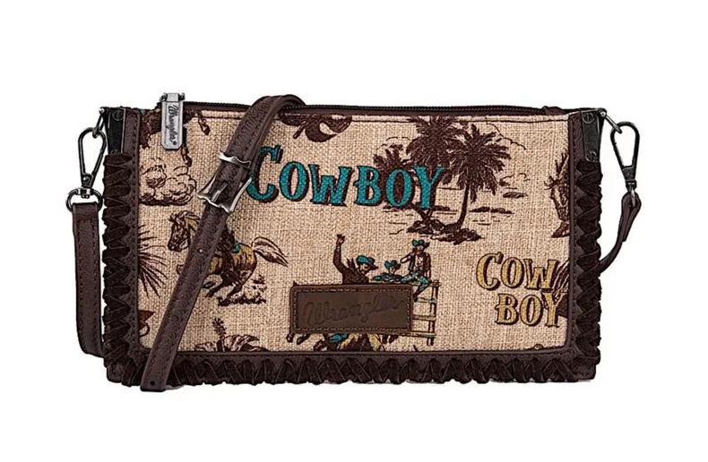 Wrangler Bag Printed Crossbody Clutch- Natural