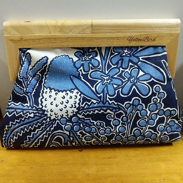 YELLOWBIRD FABRIC CLUTCH BAG NATURAL FRAME