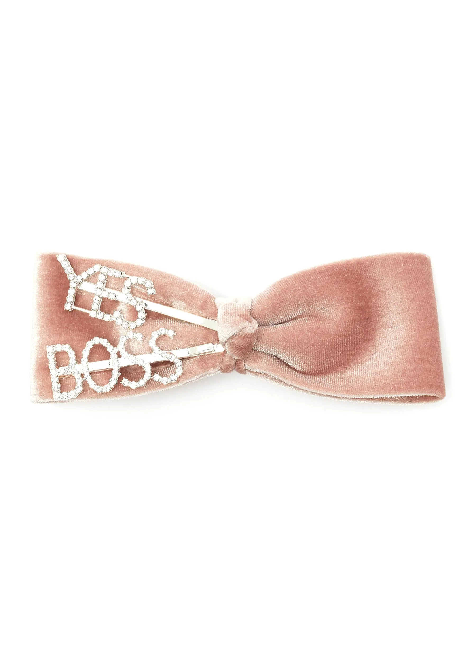 'YES BOSS' VELVET BOW HAIR CLIP