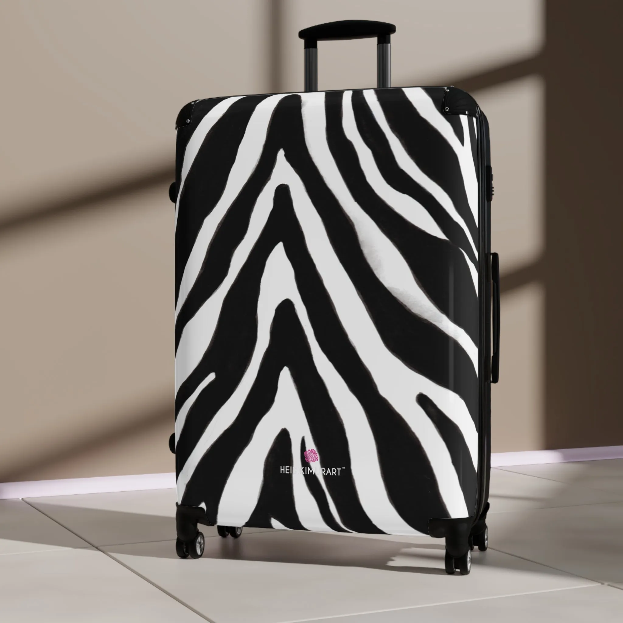 Zebra Print Best Suitcases, White and Black Zebra Striped Animal Print Designer Suitcase Luggage (Small, Medium, Large)