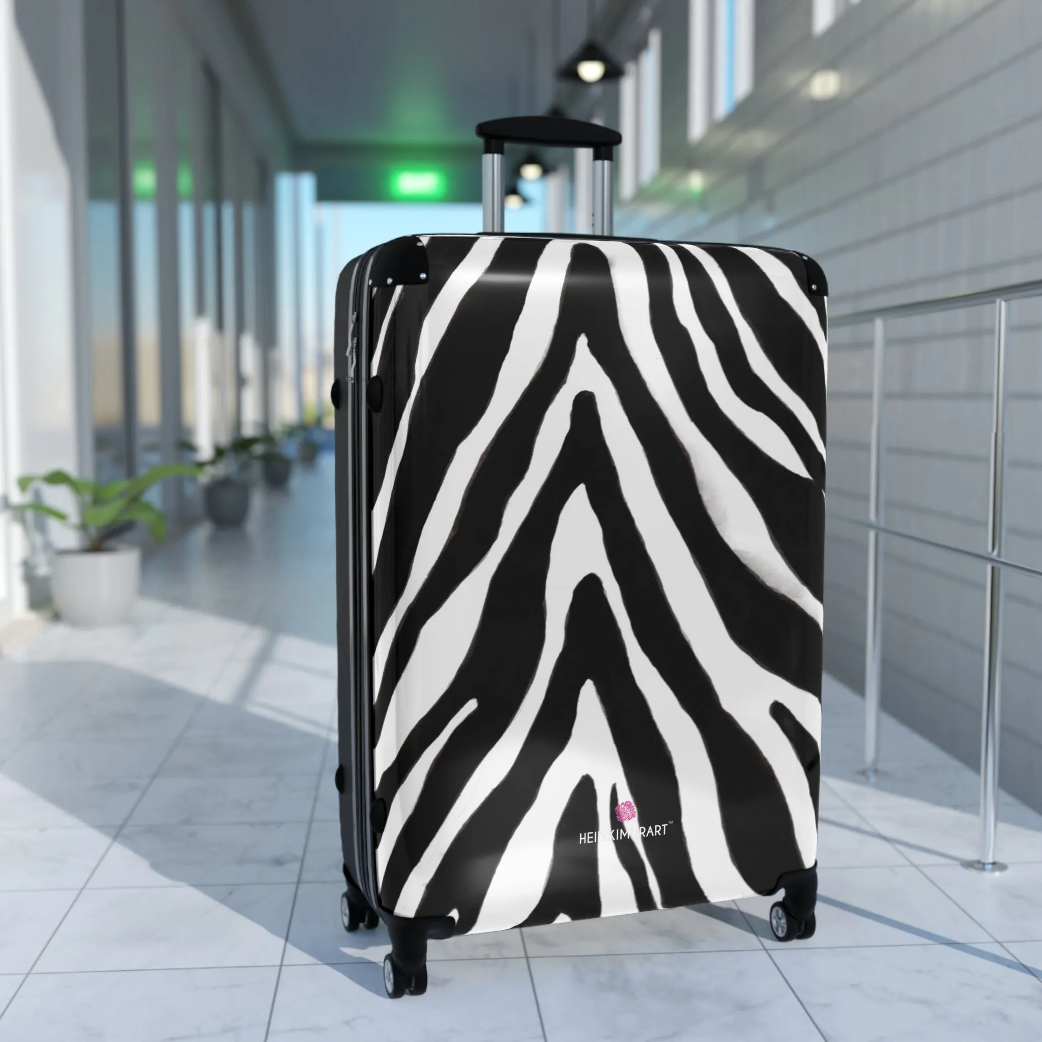 Zebra Print Best Suitcases, White and Black Zebra Striped Animal Print Designer Suitcase Luggage (Small, Medium, Large)