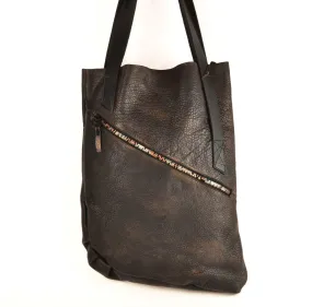 Zip Tote  |  reverse bison black stain